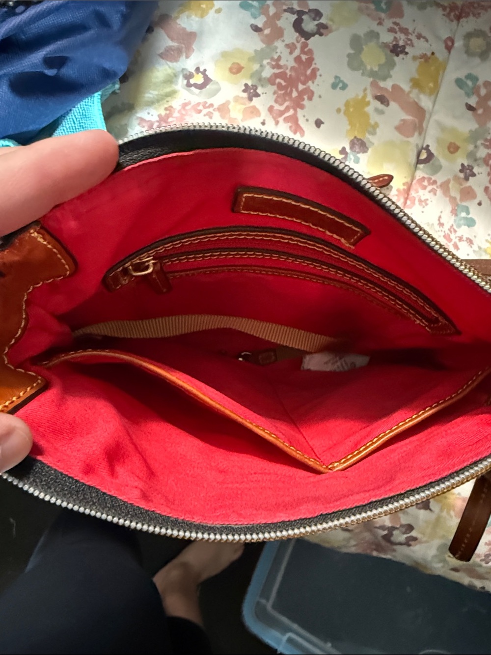 Dooney & Bourke Black Nylon Crossbody with Brown Leather Trim and Gold Hardware - Picture 4 of 8